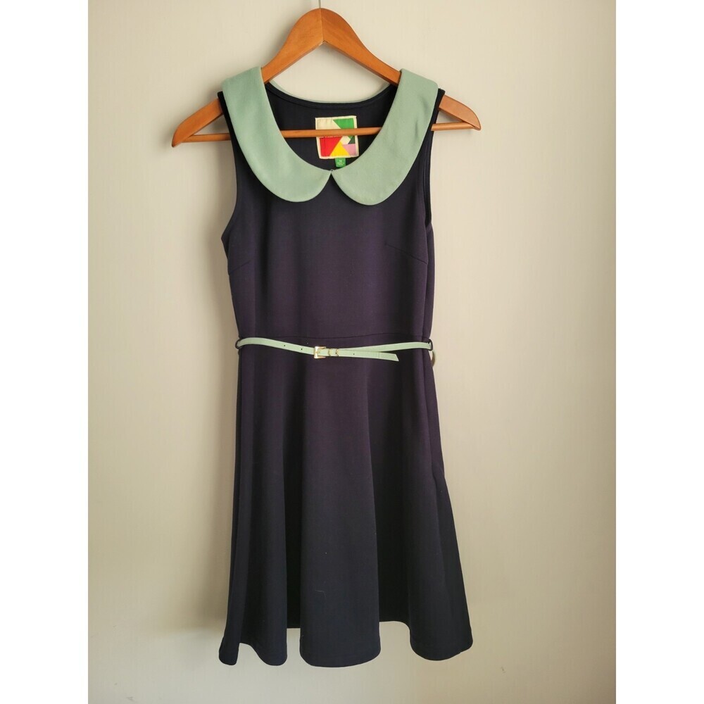 ModCloth Fervour A-line dress Size M Peter Pan collar retro mint and navy
